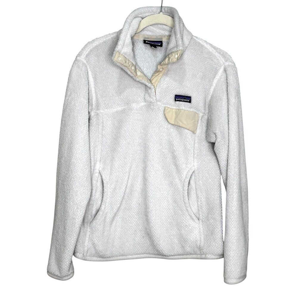 Patagonia Fleece Pullover Womens Small White Re Tool Snap T Quarter Snap